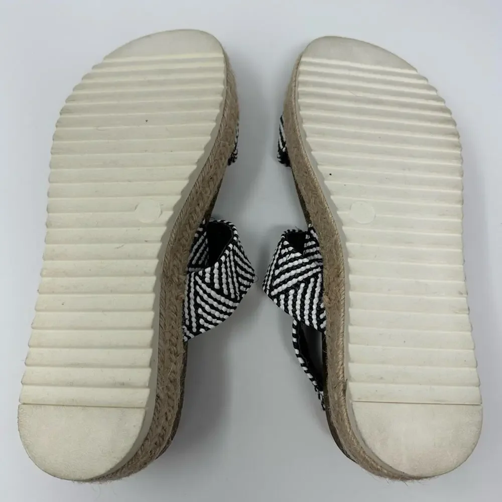 Madden Girl Women’s Platform Black and White Patterned Espadrille Sandals sz 8